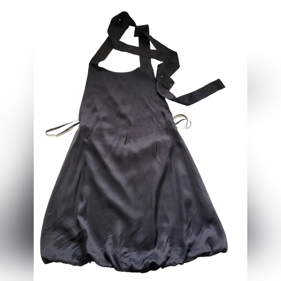 Osklen Mini Silk Bubble Hem Strap Black Dress M - Picture 2 of 11